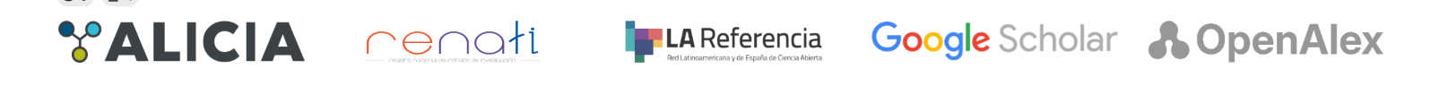 Logotipos de ALICIA, RENATI, LA Referencia, Google Scholar y OpenAlex